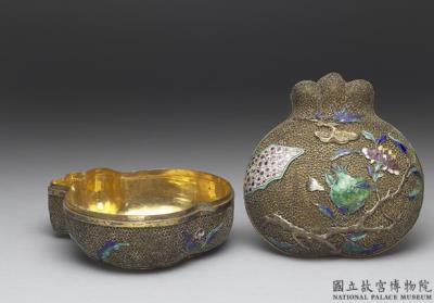 图片[2]-Pomegranate-shaped box with filigree metalwork and champleve enamel, Qing dynasty (1644-1911)-China Archive